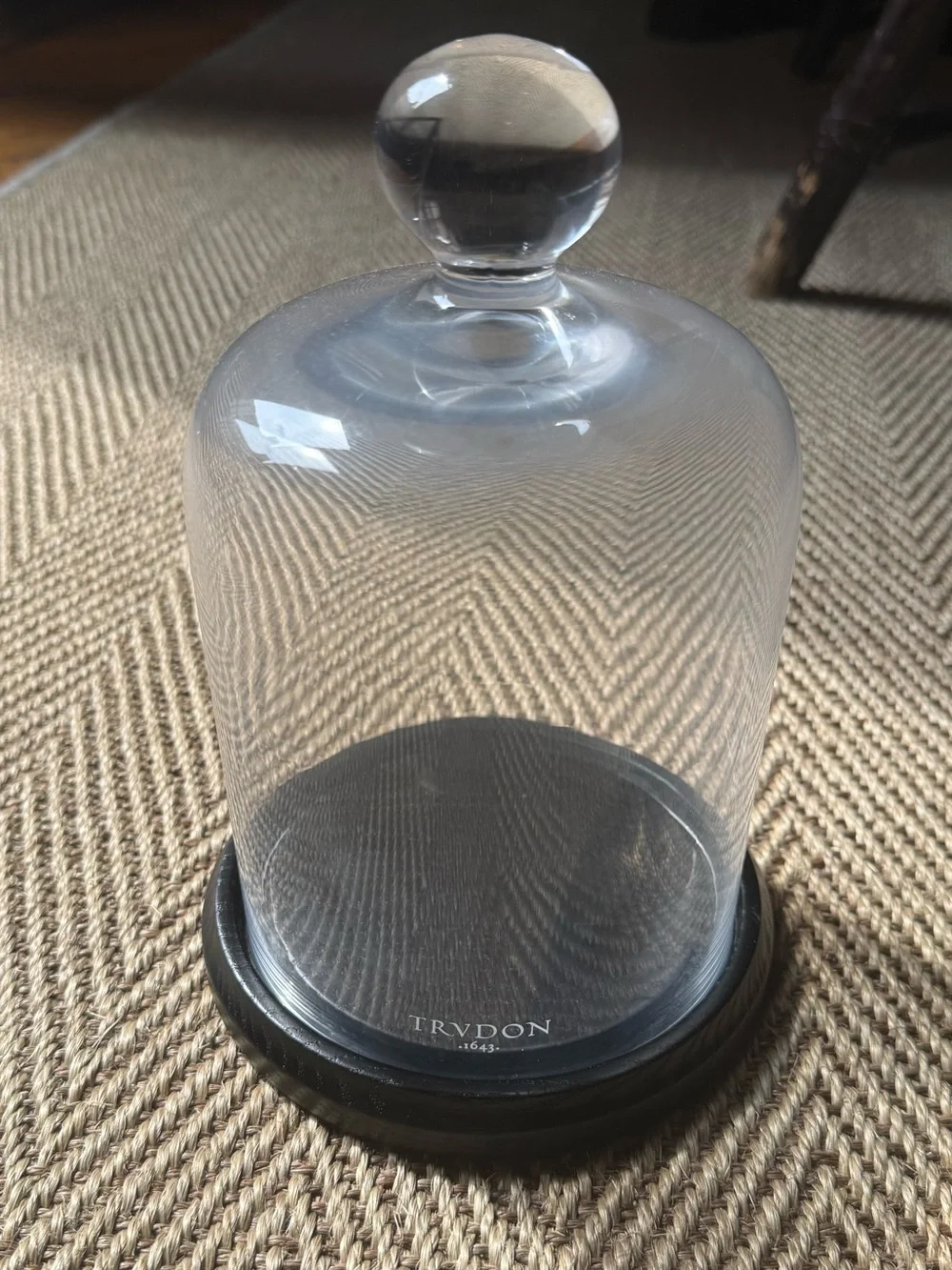 Trudon Glass Cloche with Black Wood Stand / Base
